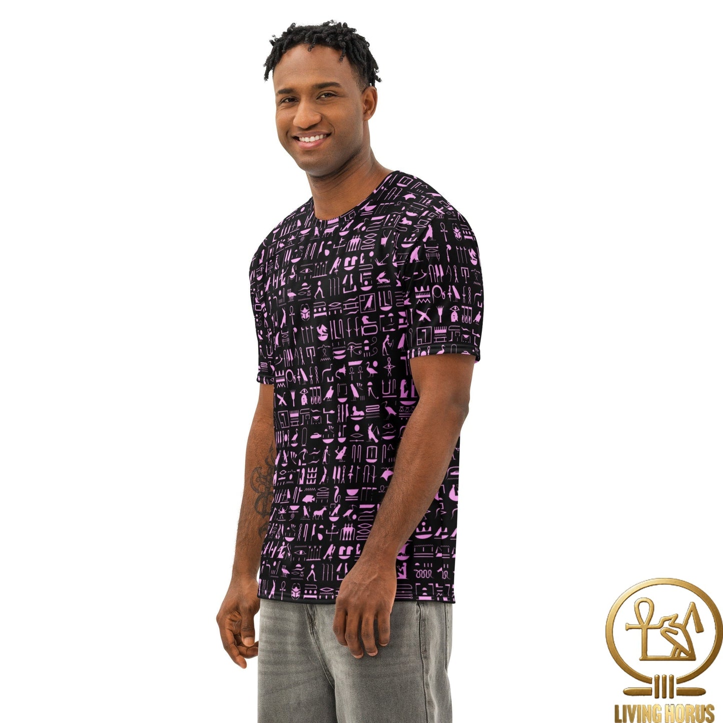 Pink/Black Hiero Men’s cotton crew neck t-shirt