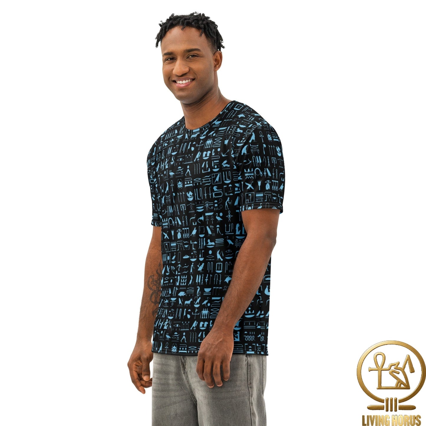 Blue/Black Hiero Men’s cotton crew neck t-shirt