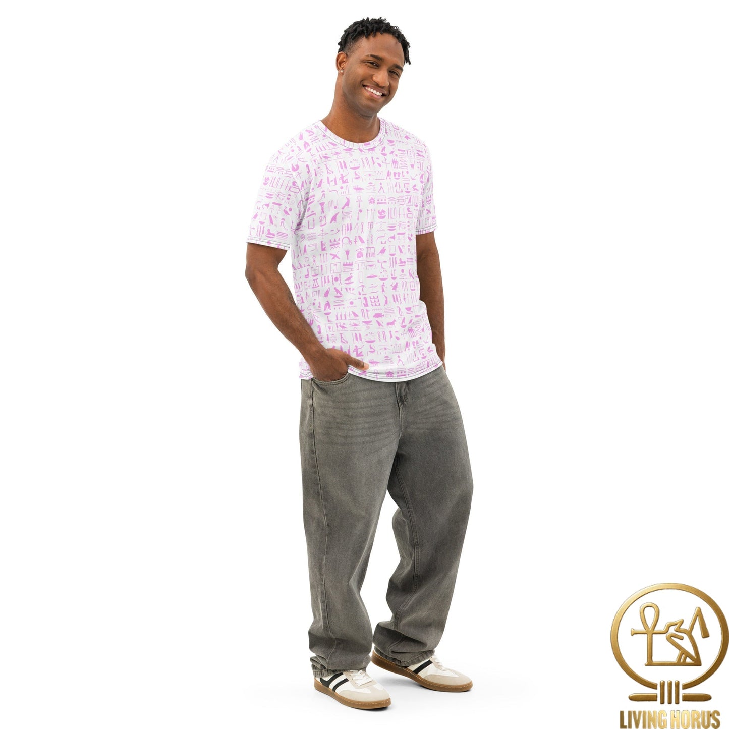 Pink/WhiteMen’s cotton crew neck t-shirt