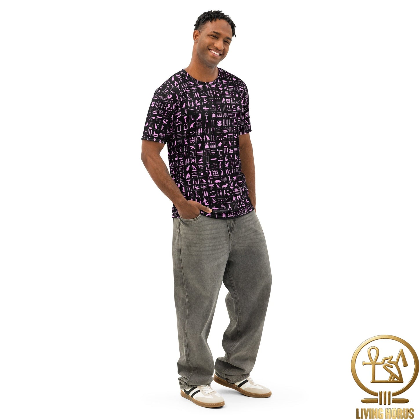 Pink/Black Hiero Men’s cotton crew neck t-shirt